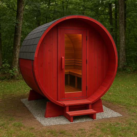 Red Outdoor Barrel Sauna