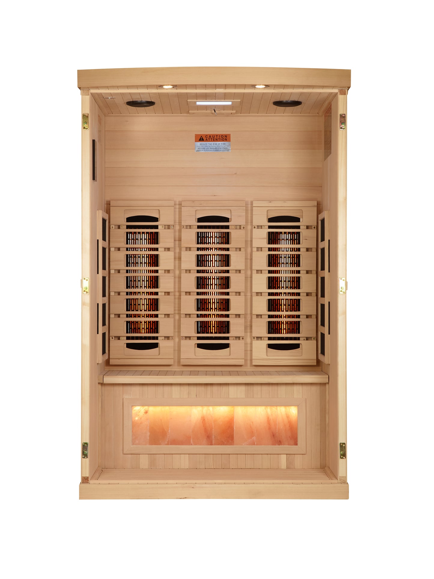 Golden Designs Reserve Edition 2-Person Full Spectrum Near Zero EMF Infrared Sauna with Himalayan Salt Bar