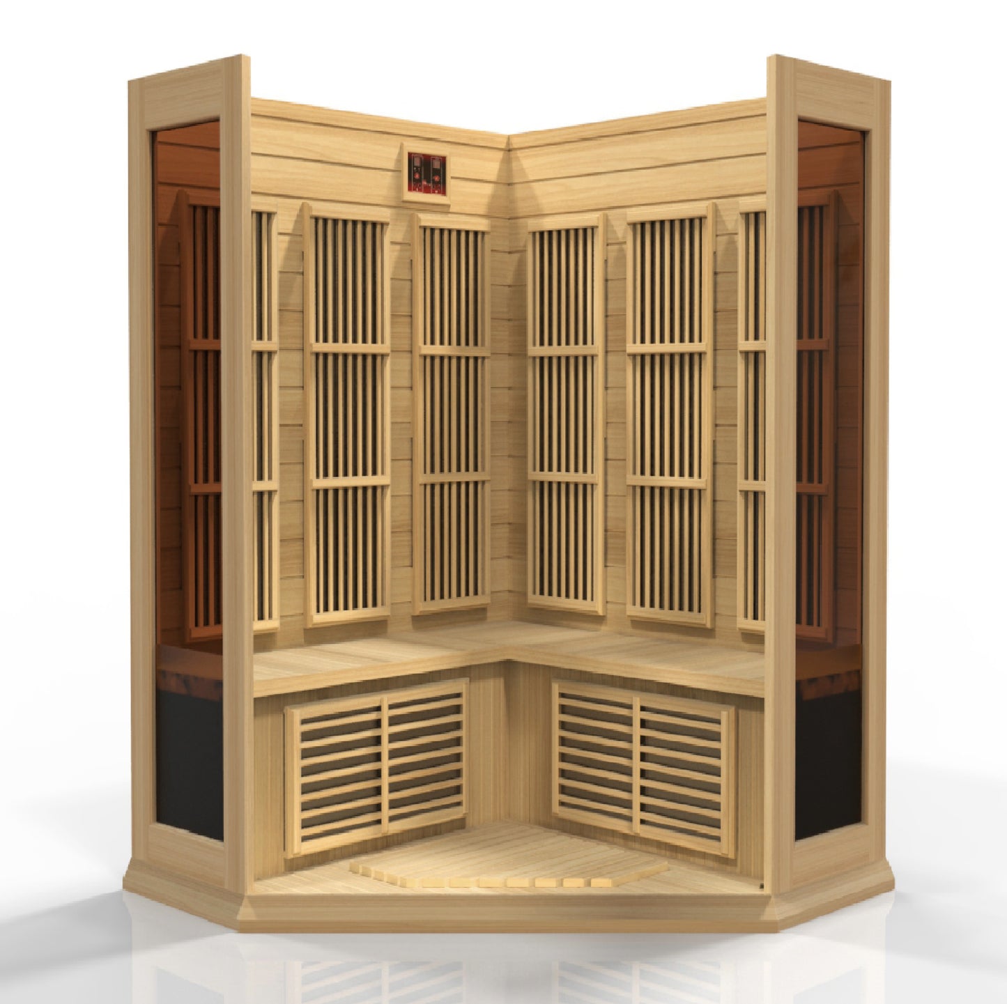 Maxxus 3-Person Corner Low EMF FAR Infrared Sauna (Hemlock)