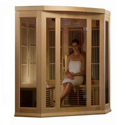 Maxxus 3-Person Corner Low EMF FAR Infrared Sauna (Hemlock)